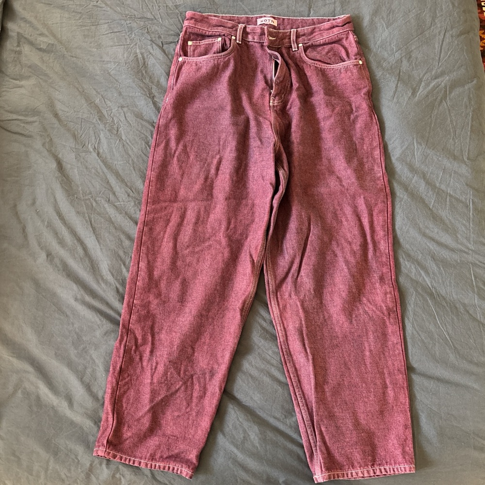 KOTN Burgundy Denim Jeans